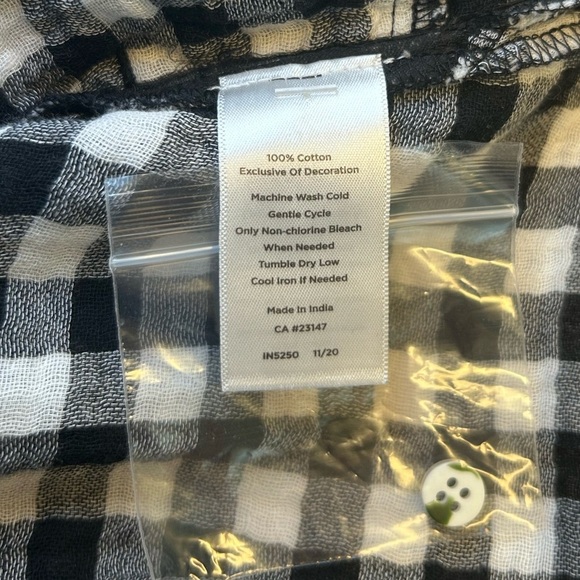 Talbots Black & White Gingham Dress Long Sleeve Embroidered Neckline Size XS NWT - Picture 8 of 9